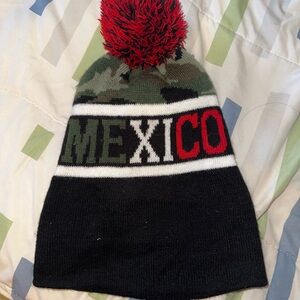 Black and Red Pom Pom Beanie